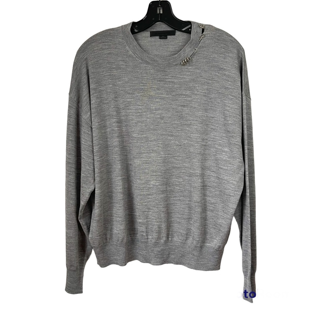 RARE Alexander Wang pierced merino wool crewneck pullover M light grey relaxed